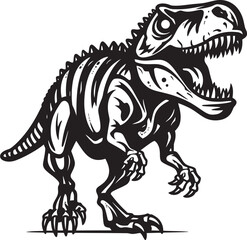 Dino Dynasty Tyrannosaurus Skeleton Vector Emblem Primeval Profile T Rex Skeleton Icon Design
