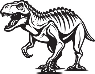 Fossilized Tyrant Dino Skeleton Icon Design Ancient Apex T Rex Skeleton Graphic Emblem