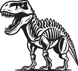 Jurassic Icon Tyrannosaurus Skeleton Vector Emblem Fossil Finesse T Rex Skeleton Icon Emblem
