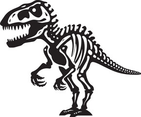 Tyranno Traces Dino Skeleton Vector Logo Fossilized Tyrant T Rex Skeleton Icon Design