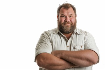 Big man alone in white