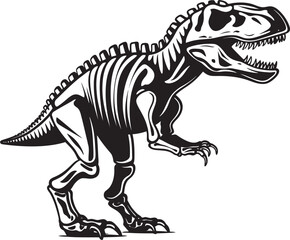 Dinosaur Dynasty Vector Logo featuring T Rex Skeleton Ancient Apex Tyrannosaurus Skeleton Icon Design