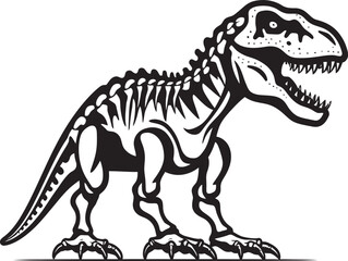 Tyranno Traces Dino Skeleton Vector Logo Fossilized Tyrant T Rex Skeleton Icon Design