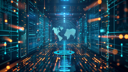 Obraz premium Big data, instant information processing worldwide concept.