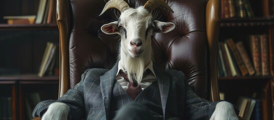 A Goat Redefine Office Style and Professionalism - obrazy, fototapety, plakaty