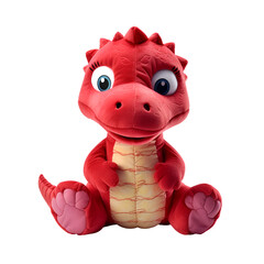 Charming stuffed scarlet T-Rex dinosaur plush toy, Isolated on Transparent Background, PNG