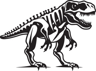 Fossilized Tyrant Dino Skeleton Vector Logo Design Prehistoric Power Graphic Icon of Tyrannosaurus Skeleton