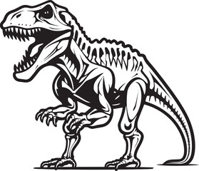 Obraz premium Jurassic Jewel Dino Skeleton Vector Icon Design TyrannoTrace T Rex Skeleton Emblem Design