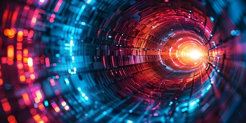 Fototapeta premium Abstract composition of red and blue circles in a futuristic setting. Concept Abstract Art, Red and Blue Circles, Futuristic Setting, Contemporary Composition
