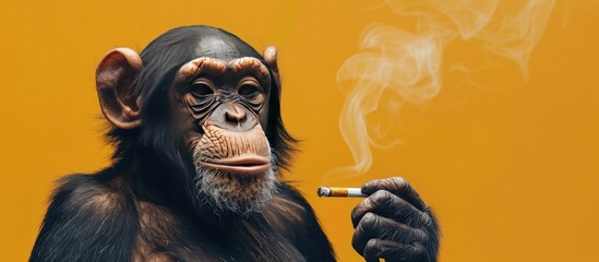 Trendy style Smoking Monkey illustration - obrazy, fototapety, plakaty