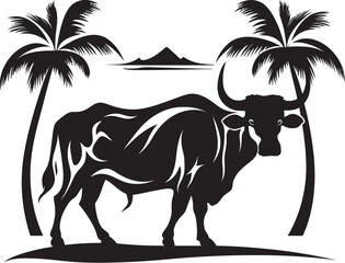 Obraz premium Tiki Bull Tahitian Style Vector Logo Tribal Toro Tahiti Inspired Bull Graphic Icon