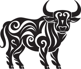 Tribal Tribute Vector Bull Logo in Tahitian Style Pacific Pulse Tahiti Bull Graphic Emblem