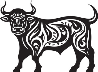 Pacific Pulse Tahiti Bull Graphic Emblem Tropical Taurus Bull Vector Design Inspired by Tahiti