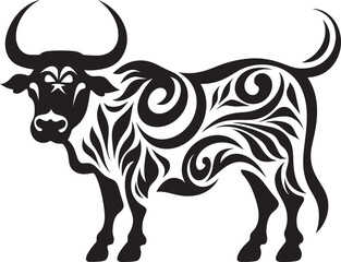 Tribal Treasure Tahitian Bull Vector Design Pacific Paradise Bull Logo in Tahiti Theme