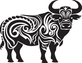 Island Impressions Tahiti Style Bull Icon Tribal Tribute Vector Bull Logo in Tahitian Style