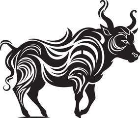 Island Bull Tahitian Inspired Vector Logo Design Pacific Bovine Tahiti Style Bull Icon