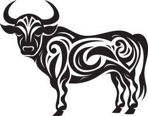 Tribal Tribute Vector Bull Logo in Tahitian Style Pacific Pulse Tahiti Bull Graphic Emblem