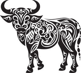 Tiki Bull Tahitian Style Vector Logo Tribal Toro Tahiti Inspired Bull Graphic Icon