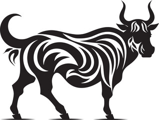 Tropical Taurus Bull Vector Design Inspired by Tahiti Tiki Bull Tahitian Style Vector Logo