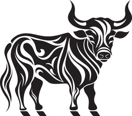 Exotic Bovine Vector Bull in Tahitian Theme Polynesian Power Tahiti Bull Vector Icon