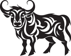 Tribal Toro Tahiti Inspired Bull Graphic Icon Pacific Prowess Bull Vector Emblem in Tahiti Style