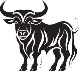 Island Influence Tahiti Style Bull Logo Design Exotic Bovine Vector Bull in Tahitian Theme