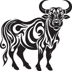 Tribal Treasure Tahitian Bull Vector Design Pacific Paradise Bull Logo in Tahiti Theme