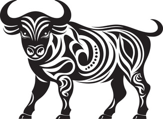 Exotic Elegance Tahiti Inspired Bull Vector Emblem Tiki Toro Bull Graphic in Tahiti Style