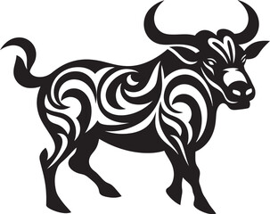 Tribal Tribute Vector Bull Logo in Tahitian Style Pacific Pulse Tahiti Bull Graphic Emblem