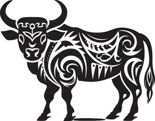 Tiki Bull Tahitian Style Vector Logo Tribal Toro Tahiti Inspired Bull Graphic Icon