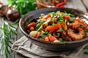Chinese incorporate octopus into mixed vegetables