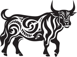 Island Impression Tahitian Bull Vector Symbol Tribal Tropics Bull Graphic Emblem in Tahiti Style