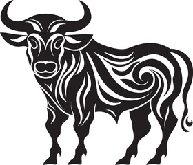 Tiki Taurus Tahitian Bull Vector Emblem Tribal Tempest Bull Logo in Tahiti Style