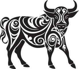 Island Influence Tahitian Bull Iconic Design Pacific Power Vector Bull in Tahiti Theme