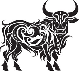Tropic Tribute Tahiti Style Bull Icon Design Tribal Tradition Vector Bull Emblem Inspired by Tahiti