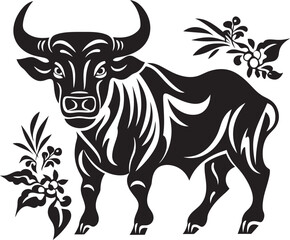 Island Influence Tahitian Bull Iconic Design Pacific Power Vector Bull in Tahiti Theme