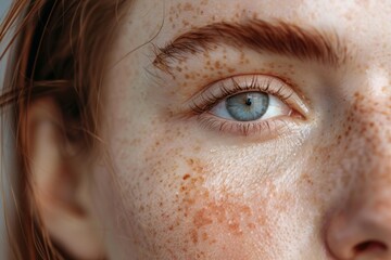 Fototapeta premium Close up of a woman s face with skin issues like dryness acne wrinkles and imperfections Rejuvenation hydration and treatment for the skin