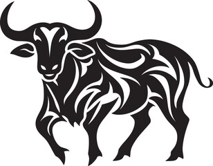 Pacific Bovine Tahiti Style Bull Icon Tribal Taurus Vector Bull Logo in Tahiti Style
