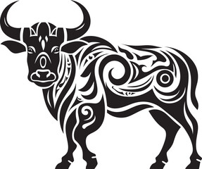 Pacifica Prowess Vector Bull Design with Tahiti Influence Tropical Taurus Tahiti Style Bull Logo Icon
