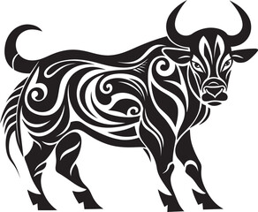 Tropical Taurus Tahiti Style Bull Logo Icon Island Impression Tahitian Bull Vector Symbol