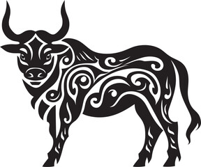 Tropic Toros Tahiti Style Bull Vector Logo Island Bull Tahitian Inspired Vector Logo Design