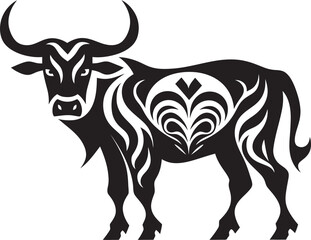 Exotic Elegance Tahiti Inspired Bull Vector Emblem Tiki Toro Bull Graphic in Tahiti Style