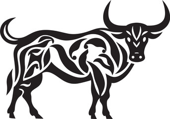 Island Bull Tahitian Inspired Vector Logo Design Pacific Bovine Tahiti Style Bull Icon