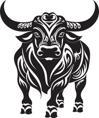 Tribal Tropics Bull Graphic Emblem in Tahiti Style Pacific Pulse Tahiti Style Bull Vector Icon