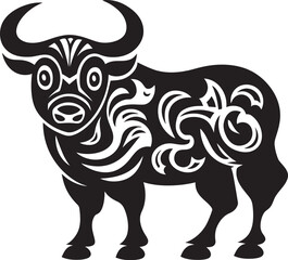 Island Impression Tahitian Bull Vector Symbol Tribal Tropics Bull Graphic Emblem in Tahiti Style