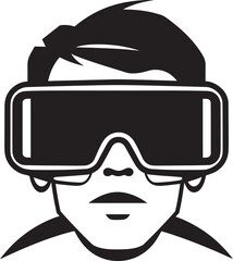 Digital Discovery Virtual Reality Goggles Emblem Cybernetic Senses VR Goggles Vector Icon
