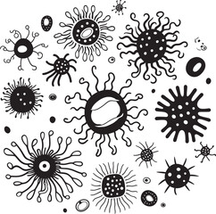 Virulent Variations Vector Logo Featuring Virus and Bacteria Microbe Melody Bacteria and Virus Design Symbol