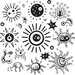 Fototapeta premium Biohazard Blend Bacteria and Virus Emblem Icon Virulent Variations Vector Logo Featuring Virus and Bacteria