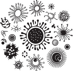 Microbial Fusion Vector Logo with Virus and Bacteria Pathogen Palette Iconic Design Featuring Virus and Bacteria