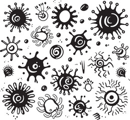 Infectious Innovations Bacteria and Virus Emblem Design Germ Genesis Vector Logo with Virus and Bacteria